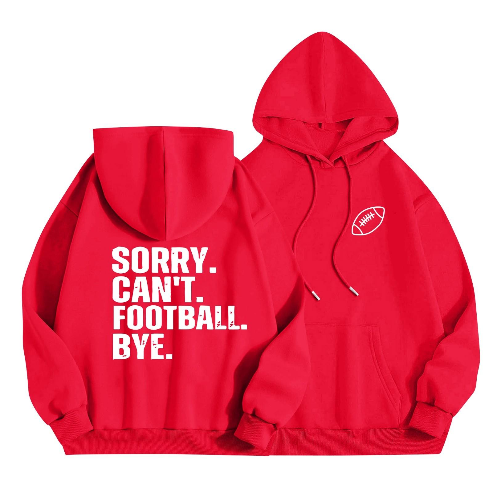 

Жіночий модний легкий жіночий пуловер з довгими рукавами та кишенями Худі з принтом у стилі регбі XL червоний