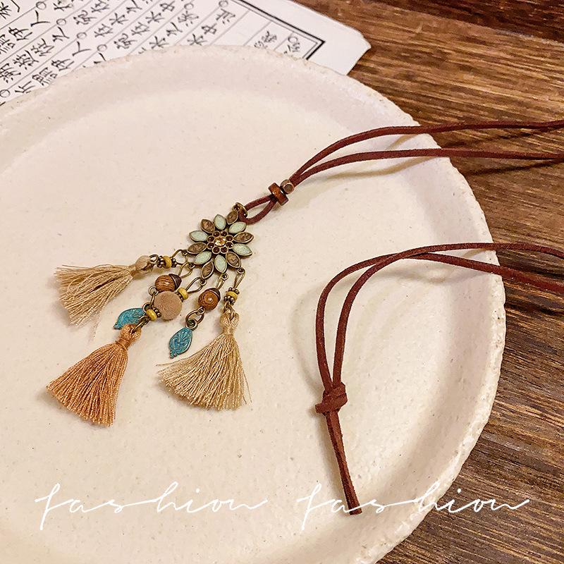 Colier Etnic Stil Ghioc de Stejar: Accesoriu de îmbrăcăminte unisex din bumbac și in țesut manual