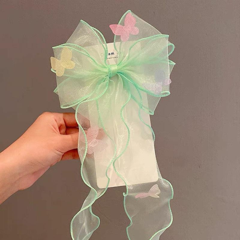 Spring Summer Fairy Bow Ribbon Hair Clips for Kids Girls Students Back Head Hair Accessories Sweet Elegant Adorable Must-Have