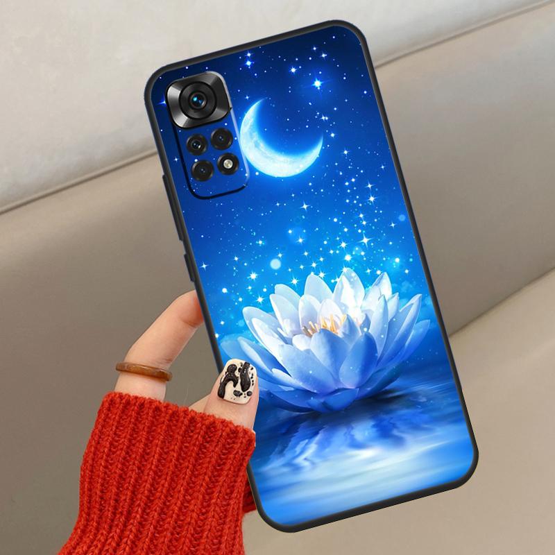 Lotus Blue White Flowers Case For Xiaomi Redmi Note 14 13 12 10 11 15 Pro Plus Cover For Redmi 15 15C 13C 10C 12C 14C