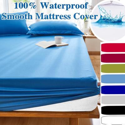 Drap-housse de couleur unie imperméable, couvre-matelas coloré, poche profonde respirante pour lit double, Queen, King, simple, double, 46 cm