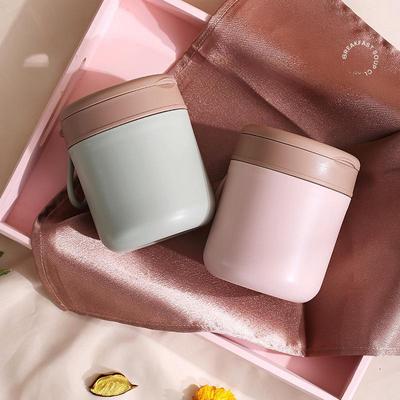 Tazza portatile per zuppa e latte in acciaio inossidabile giapponese 304 con manico, ideale per studenti e adulti.