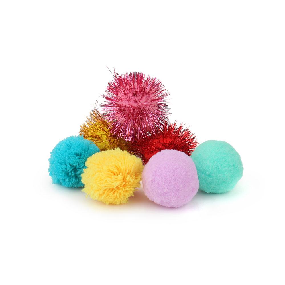 20pcs Plush Ball Cat Toy Interactive Play Kitten Pet Toy Accessories Color Random