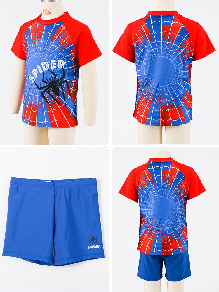 2026 Boys' Quick-Dry Nezha Cartoon Swimsuit - Short Sleeve Sun Protection for Kids