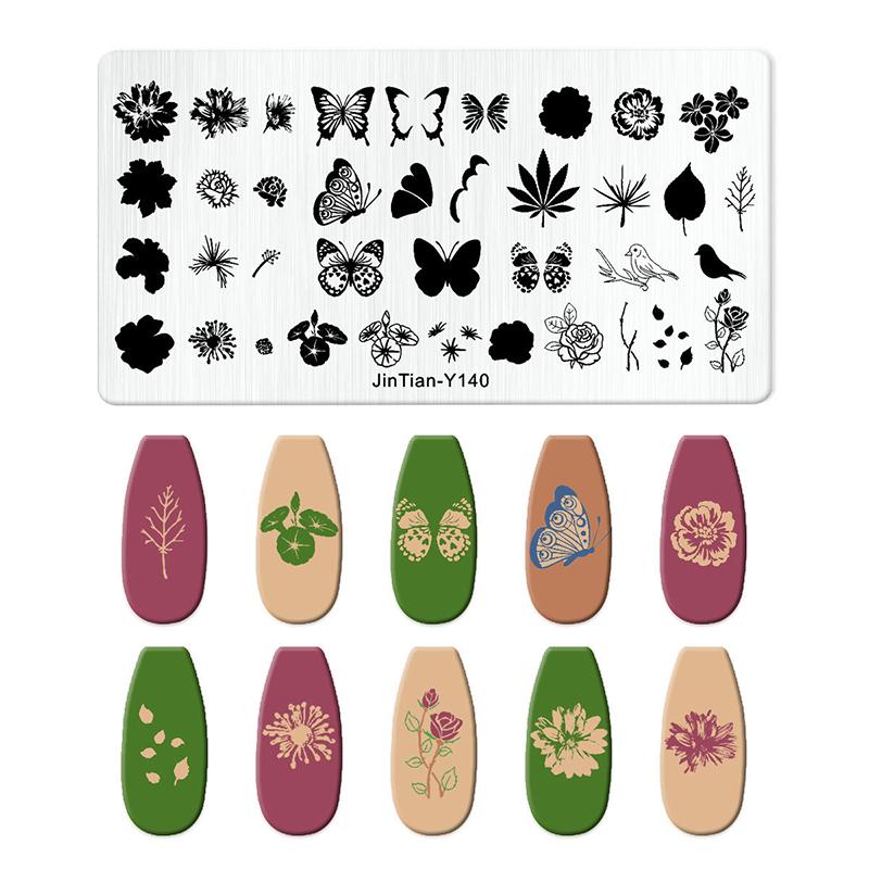 12*6cm Nail Stamping Plates Rose Butterfly Nail Art Plate Stainless Steel Nail Design Stencil Tools DIY Printing Design Stamp