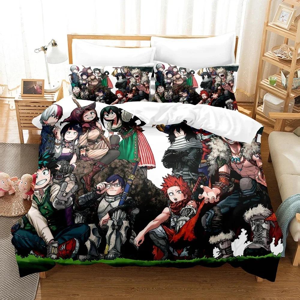 3D Print Anime My Hero Academia Bedding Set Duvet Cover Bed Set Quilt Cover Pillowcase Comforter King Queen Size Boys Adult