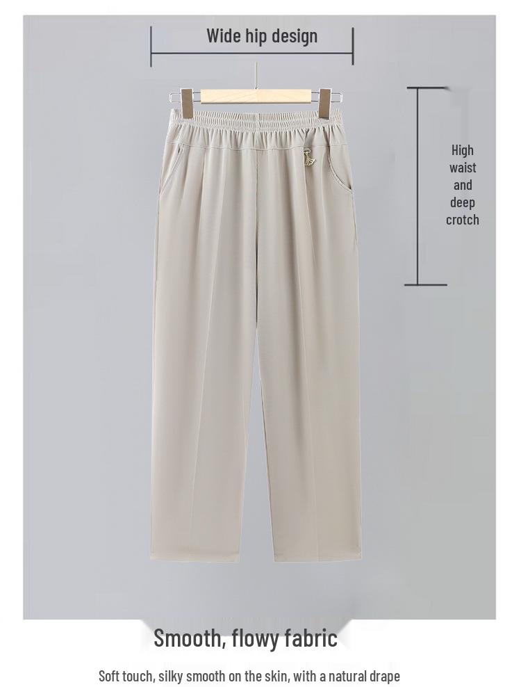 Mom's High Waist Elastic Seven-Point Cropped Pants for Middle-Aged & Elderly Women