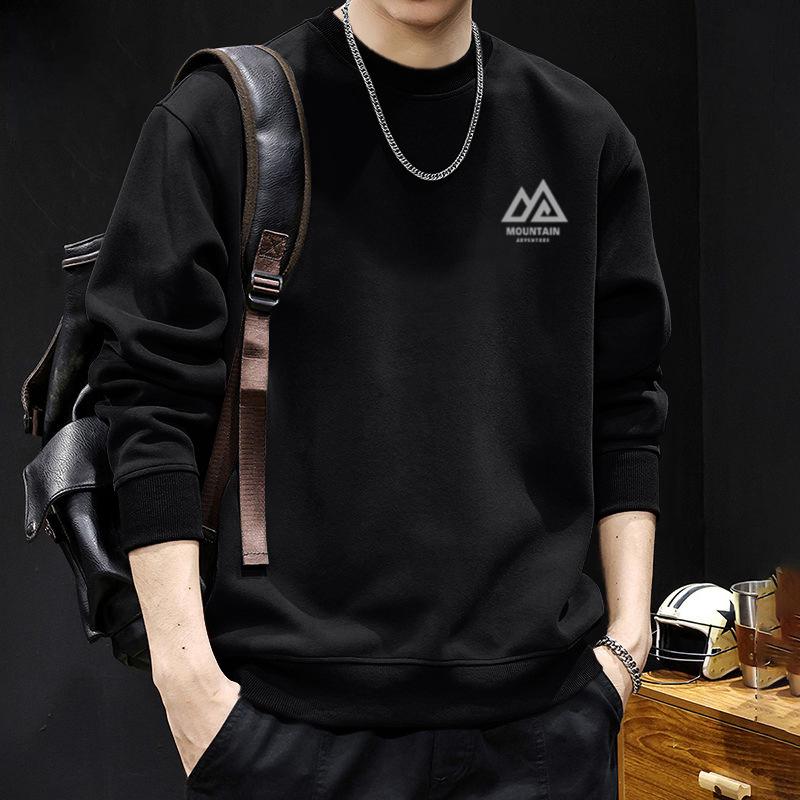 Men's American Trendy Brand Fleece-Lined Oversized Thick Hoodie - Round Neck, Perfect for Spring, Autumn, and Winter