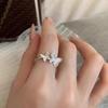 Light Luxury Niche Rhinestone Butterfly Rings for Women Girls Gentle Temperament Silver Color Open Rings Birthday Jewelry Gifts