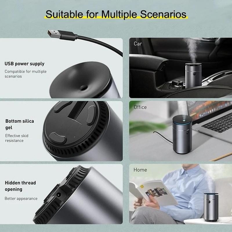 Car Diffuser Humidifier Auto Air Purifier with LED Light Aroma Aromatherapy Air Freshener for Vehicle Interior