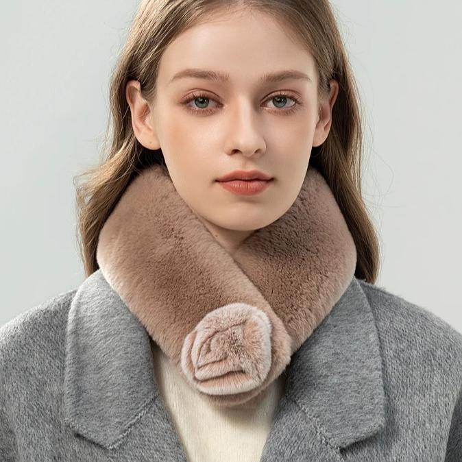 Elegant Double-sided Otter Rabbit Hair Scarf Korean Version Temperament Flower Mother Female Fur Scarf Female Winter Warm Magnetic Buckle