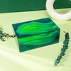 Elegant Flip-Top Glass Jewelry Box With Green Marble Storage Gift Case Necklaces Earrings Rings