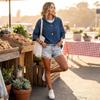 Giacca di Jeans Casual da Donna con Cappuccio e Maniche a Tre Quarti Vestibilità Larga