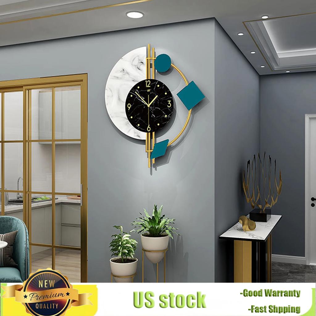 Small Quartz Wall Mounted Clock with 9.45-inch Large Dial, Modern Geometric Shape Home Decorfor Living Room, Entrance & Bedroom