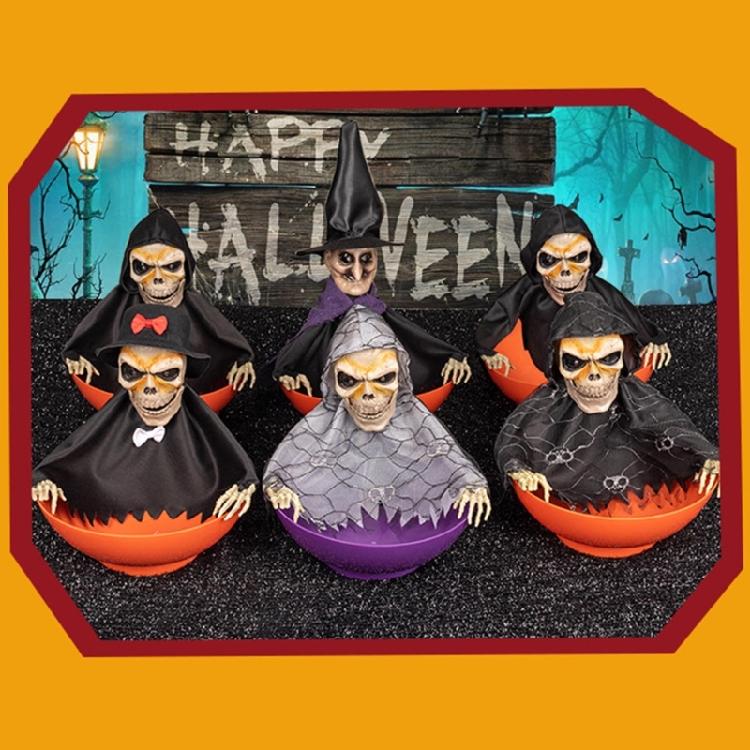 Spooky Motion Activated Skeleton Candy Holder with Light Up Red Eyes