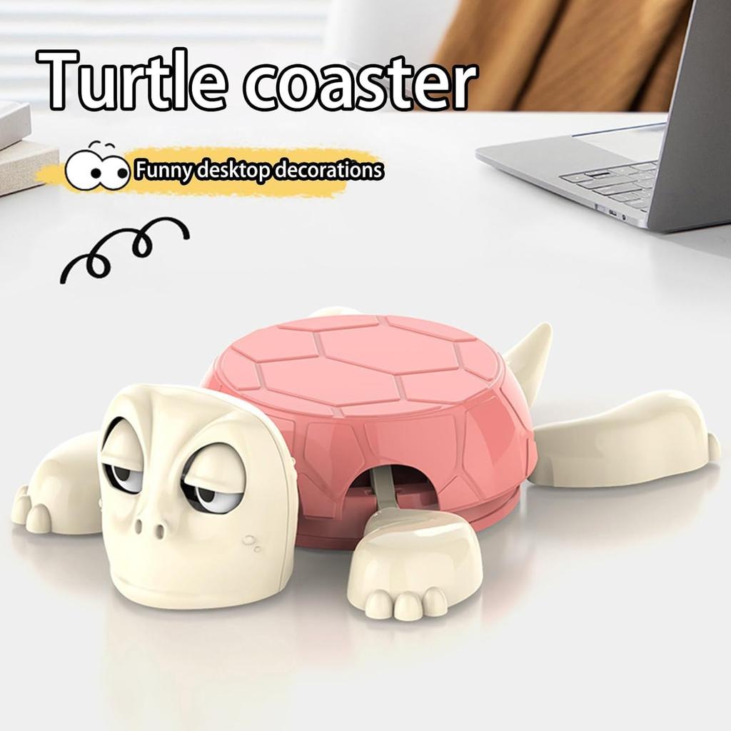 Turtle Coaster with Funny Expression When You Put a Glass On His Back - Fully Colored - Gag Gift for a Turtle or Tortoise Lover