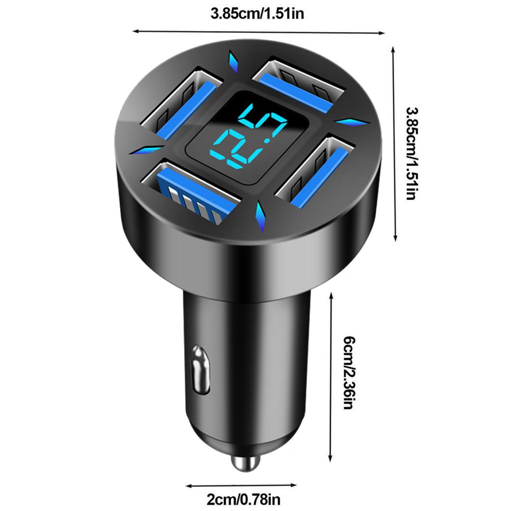 4 Ports 66W PD QC3.0 Car Charger 12V-24V USB Car Charger Socket Ultra Fast Digital Display Phone Charge Power Adapter Outlet