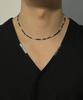 Ssy [Set] Handmade Glass Bead & Silver Ball Layering Necklace