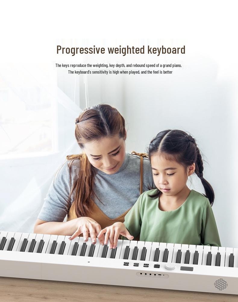 Rechargeable 88-Key Foldable Portable Bluetooth MIDI Keyboard for Beginners and Adults
