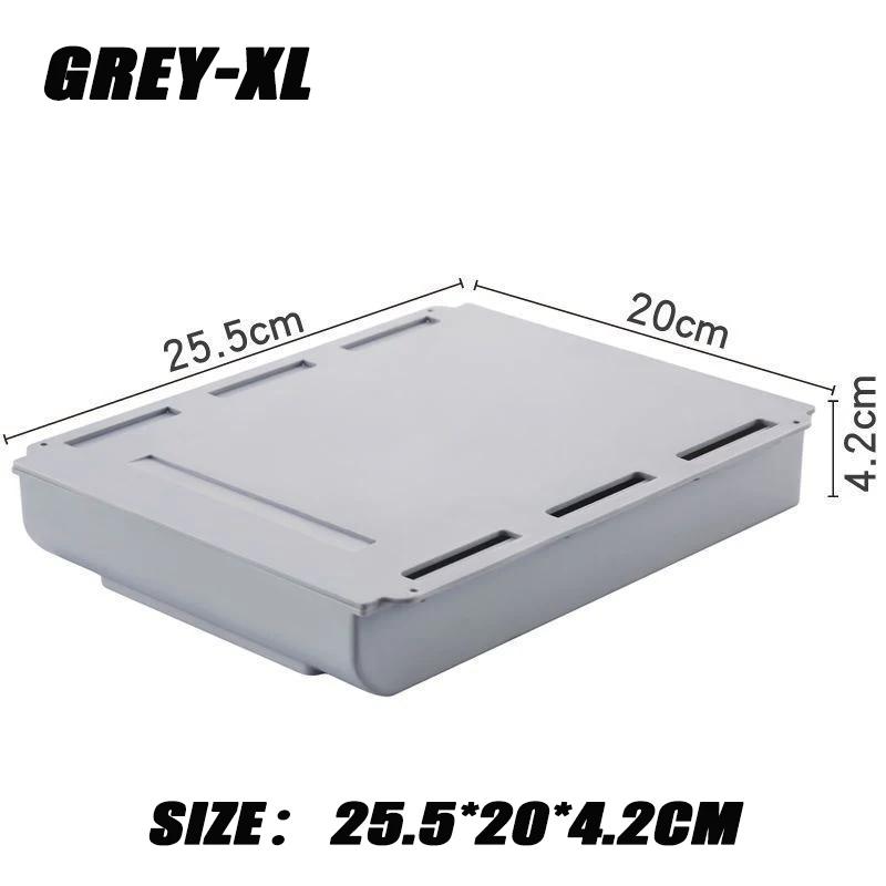 2pc White SelfAdhesive Storage Drawer Box Makeup Pencil Tray Desk Hidden Under Desk Stand Self-adhesive Under-drawer Storage Box