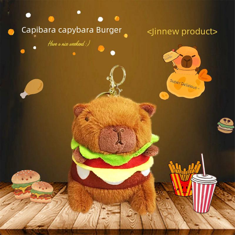 Zadní Kapybara Hamburger Vrána Kreslený Design Plyšová Klíčenka Na Klíče od Auta Dárek