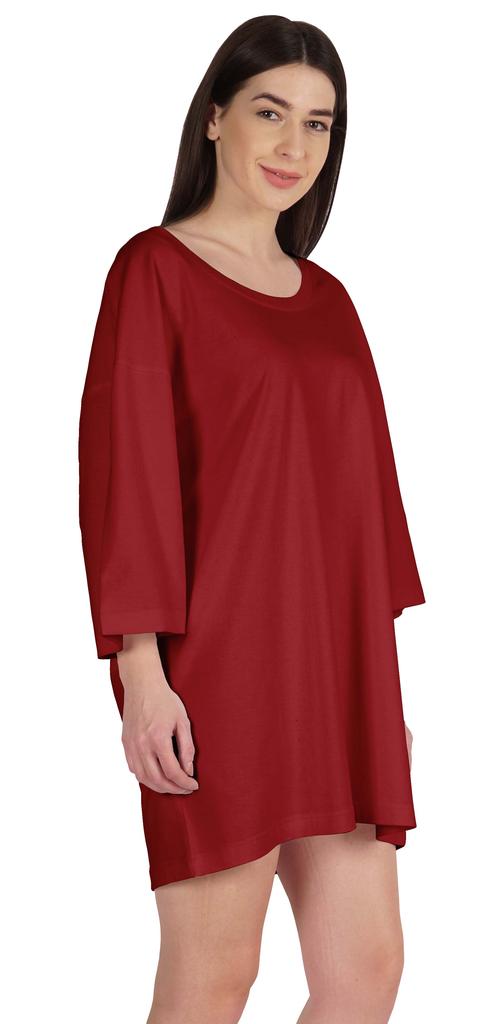 Inkmeso Solid Boyfriend T-Shirt Top For Women Loose Fit Long Sleep Shirt Tee