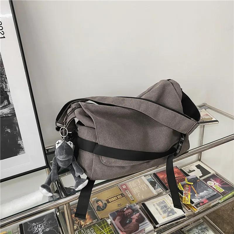 Minimalist Student Crossbody Bag Fashionable Large Capacity Messenger Bag Casual Student Commuting Shoulder Bag Canvas Messenger