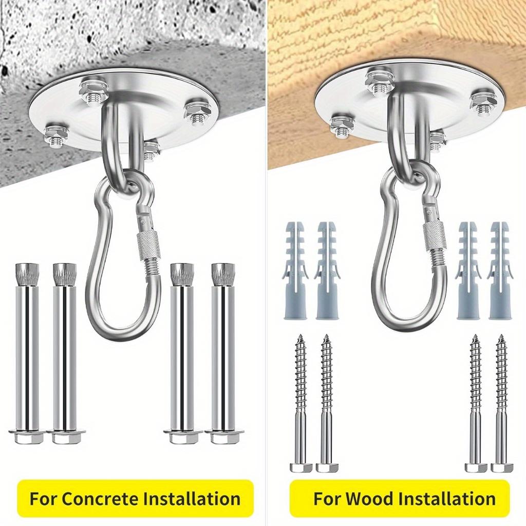 6pcs Rotate Heavy Duty Hooks for Hanging Swivel Hammock Hooks Swing Hook for Ceiling Wooden Porch, Gym Yoga Suspension Hooks Swing Kit