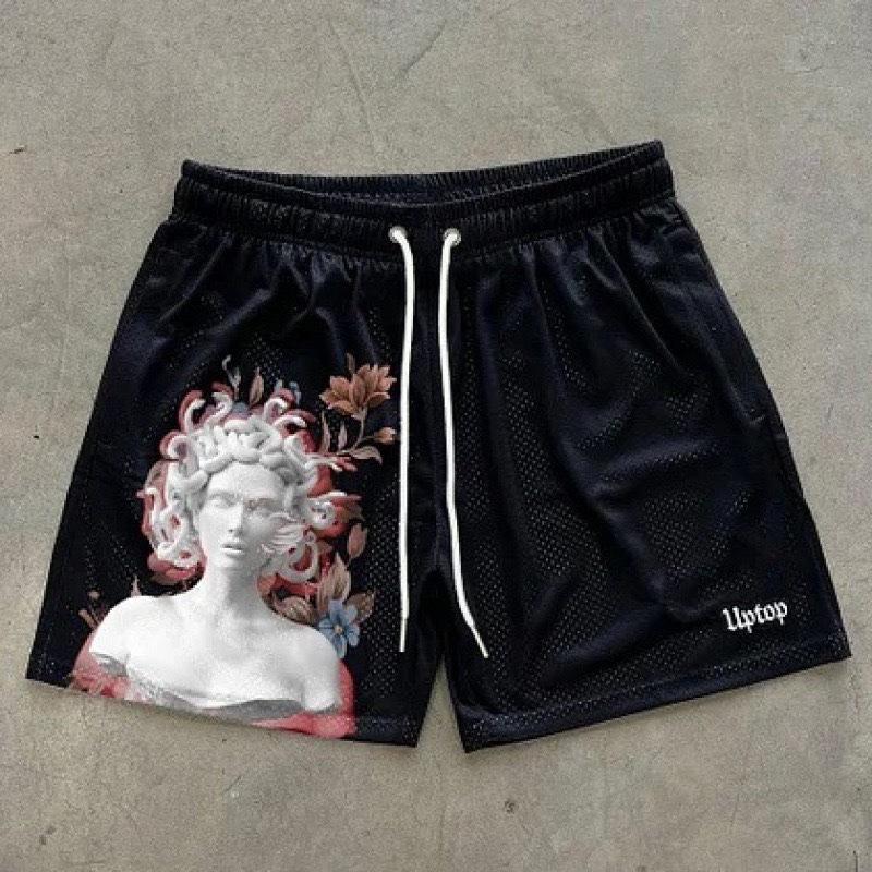 FlowStreet Summer Hot Selling 3D Printed Flame Printed Shorts, Quick Drying Sweat Absorbing Sports Shorts