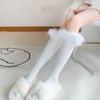 Japanese JK Fluffy Calf Socks, Women’s Thick Warm Mid-Calf, White Ruffle, Autumn/Winter Cotton Christmas Boot Socks.