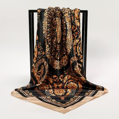 Fashion Silk Square Scarf For Women Hair Band Soft Neckerchief Vintage Hijab Flower Print Headscarf Female Pashmina Bandana