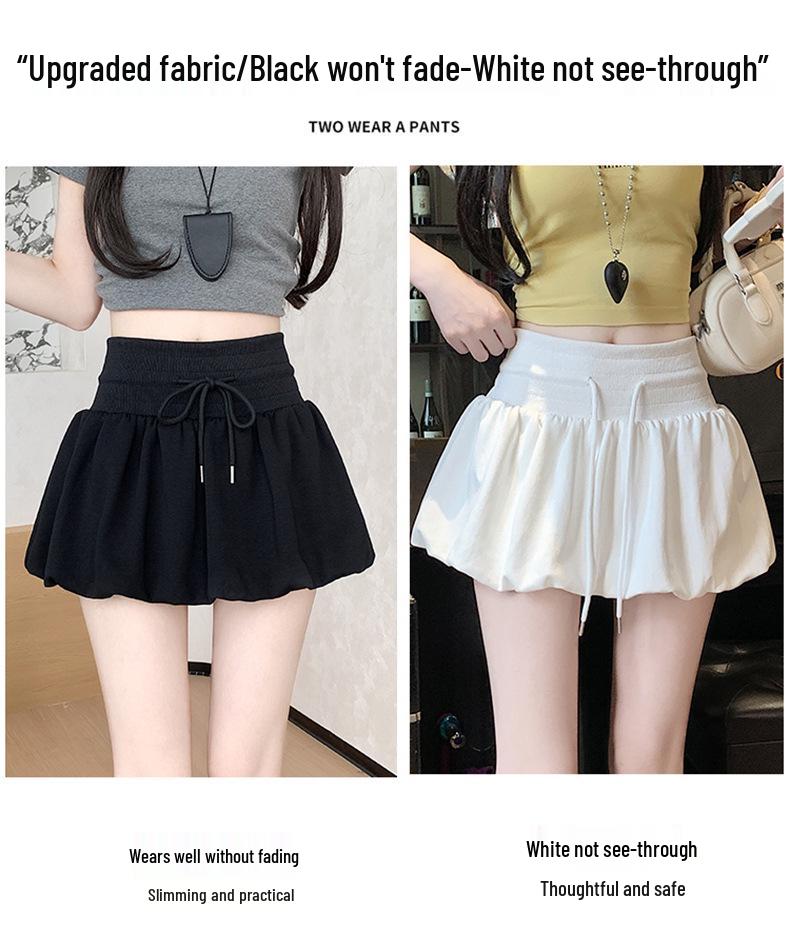 2025 Autumn Black High-Waist A-Line Skirt for Women: Slimming, Fluffy, Elastic Fit
