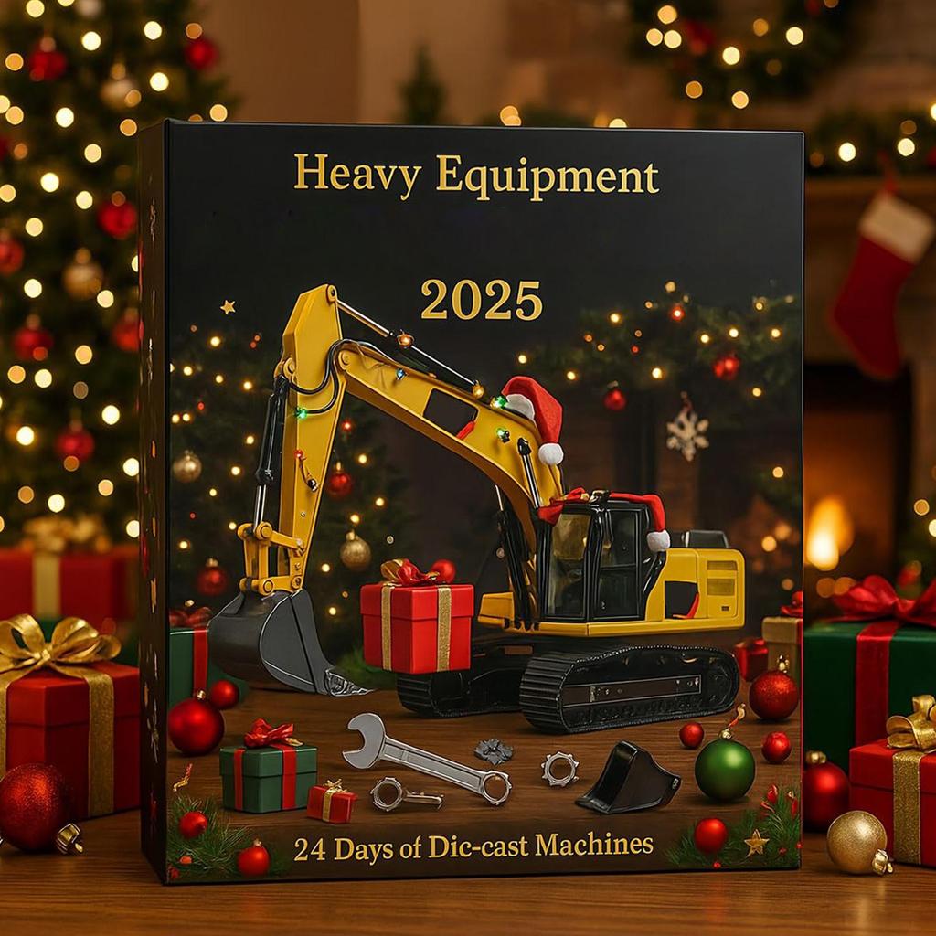 Christmas Advent Calendar 2D Flat Acrylic Construction Vehicle Ornament Heavy Equipment Xmas Countdown Calendar Kids Gifts Boxes