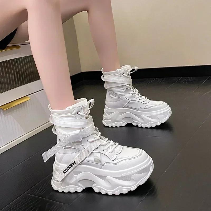Women's Boots Platform Luxury Designer Shoes for Women Lace Up Chunky Shoes Breathable Comfort Ankle Boots Botas De Mujer