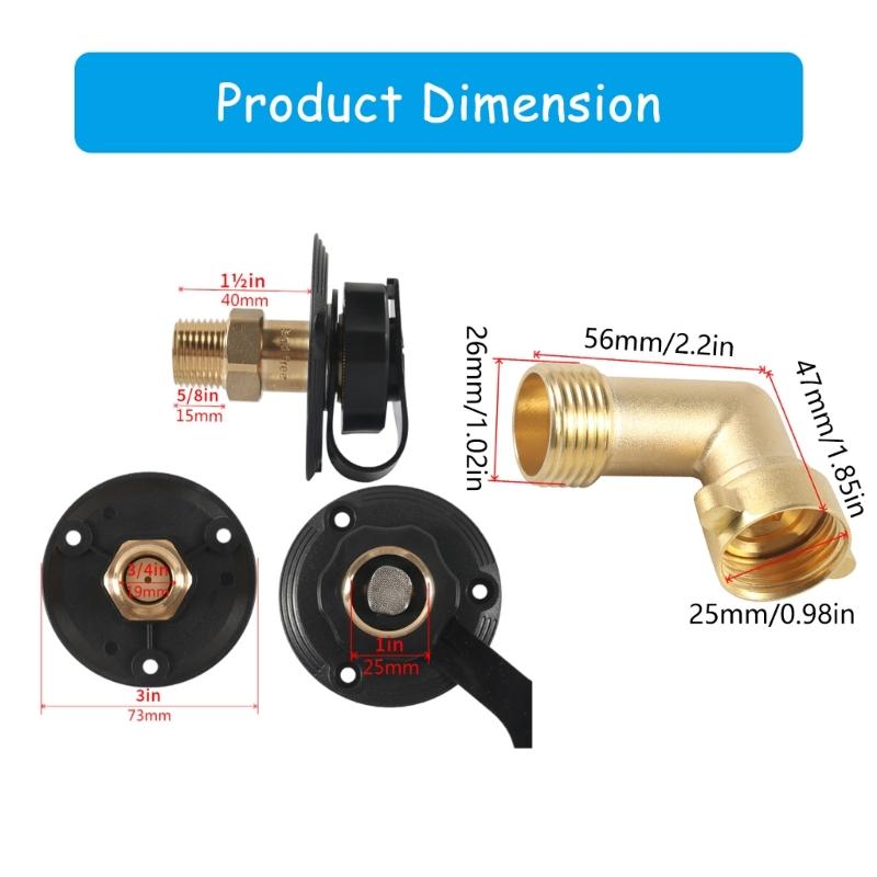 For Motorhomes Campers Boats Trailer Leak Resistant Water Inlet With Brass Check Valves And Hose Elbow Easy Installation