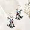 Cross-border new skeleton dog earrings gothic horror style flat acrylic Halloween animal earrings ornaments