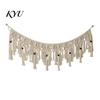 Small Window Treatment Boho Garland Wall Hanging with Wooden Beads, Hand Woven Cotton Tassel Banner, Handmade Tapestry Nordic Tapestry, Bohemian Decor