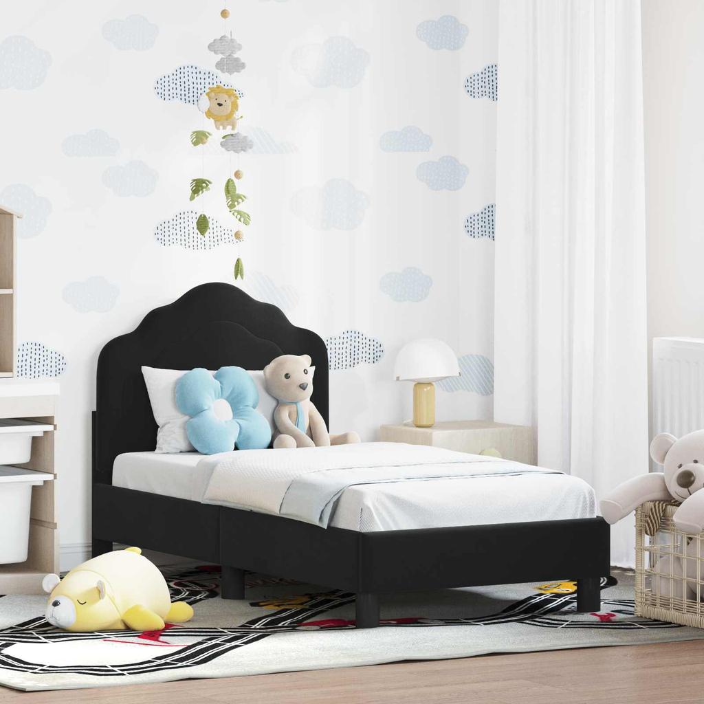 Kids Bed Frame with Headboard Black 70 x 140 cm Velvet