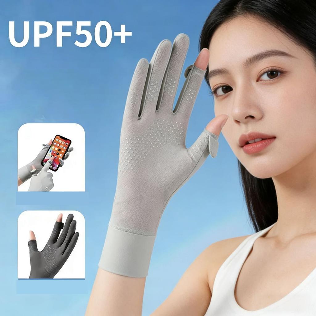 UV Protection Gloves Ice Silk Driving Summer Cycling Flip-Top Touchscreen Anti-Slip Breathable Mesh Long Stretchable Sun Gloves