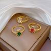 Real Gold Diamond Bear Open Ring Female Japanese And Korean Niche Simple Design Index Finger Ring