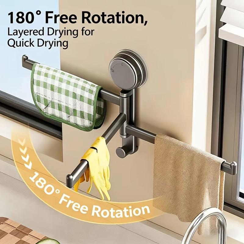 Towel Rack No Drill Suction Cup 3 Bar Wall Mounted Towel Hanger Strong Bathroom Kitchen Space Organizer Hanging Towel Rack