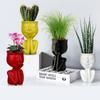 Resin Head Planter Face Flower Pot 6 inch Tiny Human Shaped Flower Vases Succulents Pots Desktop Decoration for Home Office Indoor Outdoor Gardening
