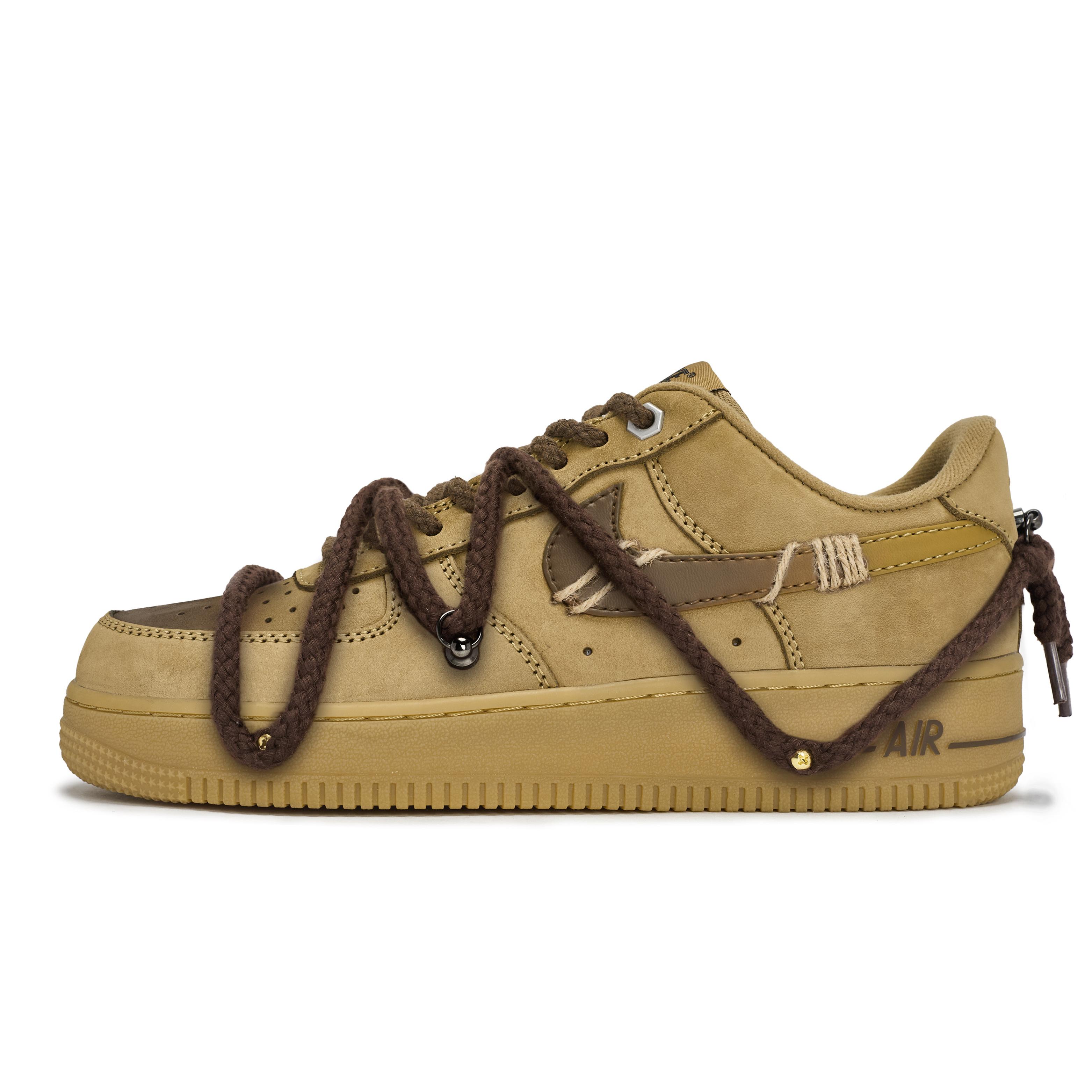 

Nike Air Force 1 Walking Planet, Border Scars Slip Resistant Low top Skateboard Shoes Unisex Wheat Brown CJ9179-200(Team1492-) 35.5