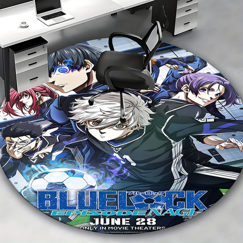 1pc Blue Lock Episode Nagi Anime Design Round Carpet - Office Chair Mat, Anti-Slip Rug for Home Decor, Living Room, Bedroom