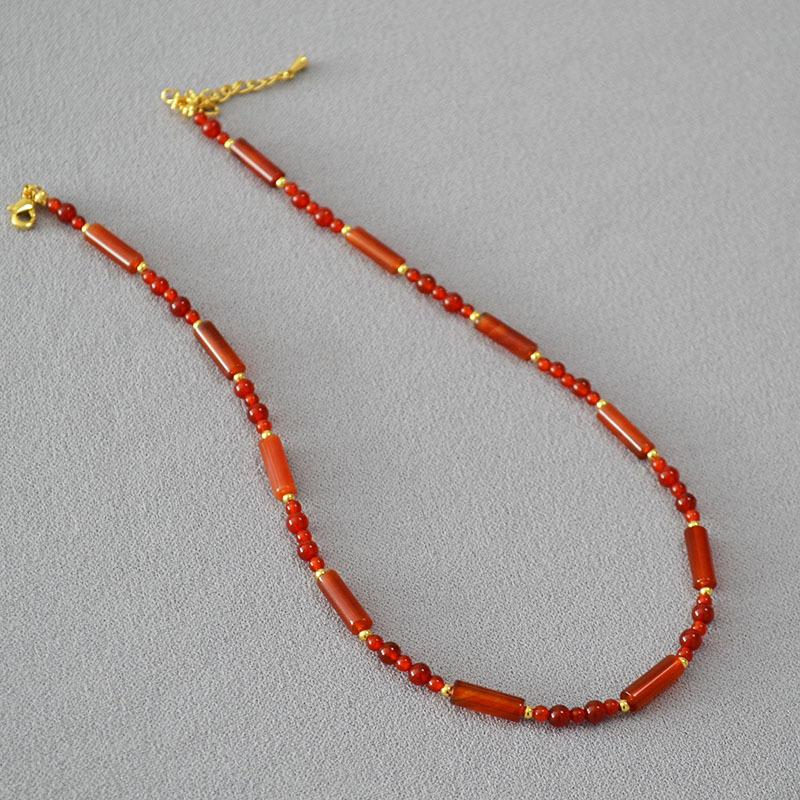 Mode-Trend Retro Neue Chinesische Achat Halskette Frauen Licht Luxus Temperament Hohe Gefühl Halskette Schlüsselbein Kette Frauen