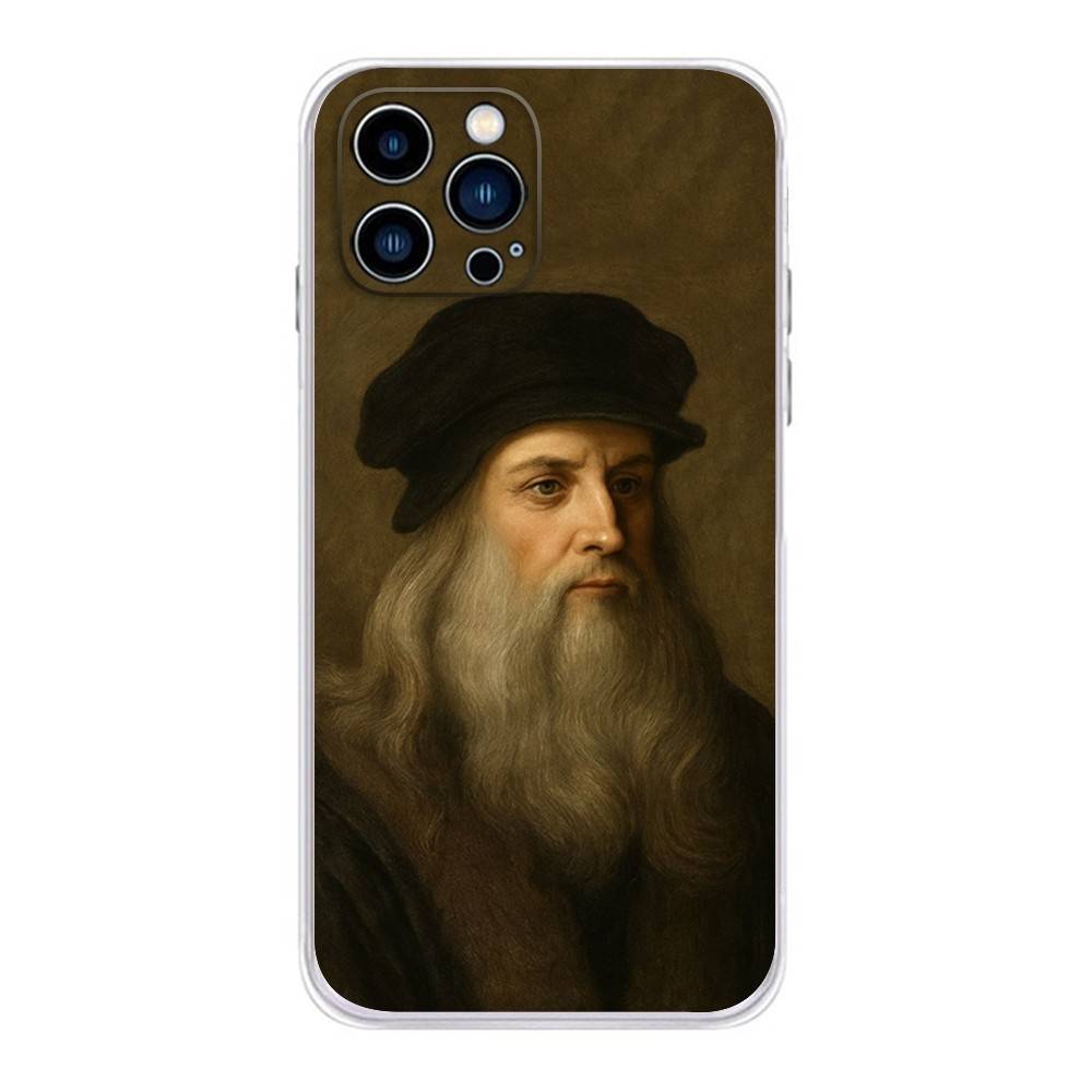 L-Leonardo da Art Vinci Phone Case For iPhone 17,16,15,14,13,12,11 Plus,Pro,Max,XR,Plus,E,Mini Transparent Soft Cover