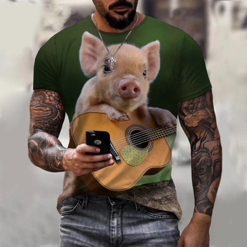 Sommer Herren Rundhals T-Shirt Mode 3D Druck Löwenmuster T-Shirt Mode Freizeit Trend Neues Top Street Fashion Harajuku