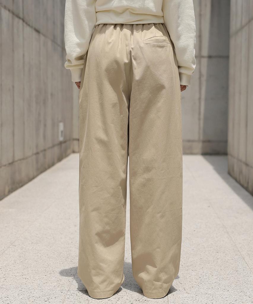 Ppaeppae String Banding Two-Pintuck Wide Cotton Pants