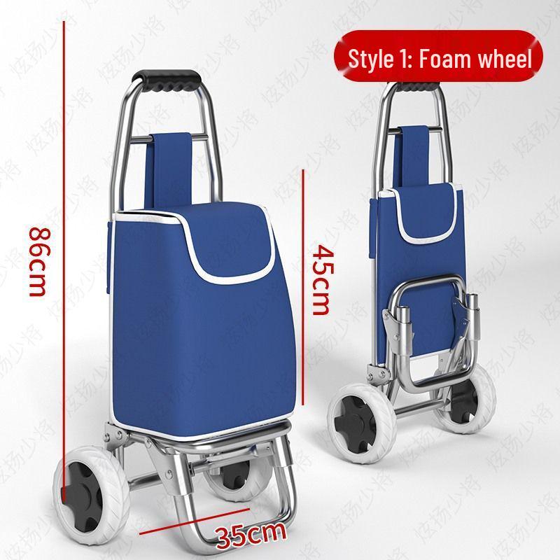 Lightweight Folding Shopping Cart: Portable Trolley for Groceries, Vegetables, and Household Items; Ideal for Elderly Use.