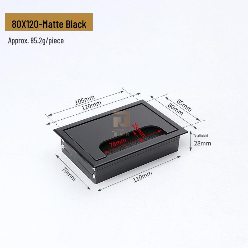 Aluminum Alloy Desk Cable Management Box with Brush Grommet